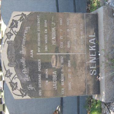 SENEKAL Hendrik J. 1887-1970 &amp; Jacoba F. BENADE 1892-1984