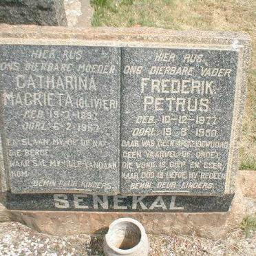 SENEKAL Frederik Petrus 1877-1950 &amp; Catharina Magrieta OLIVIER 1897-1963