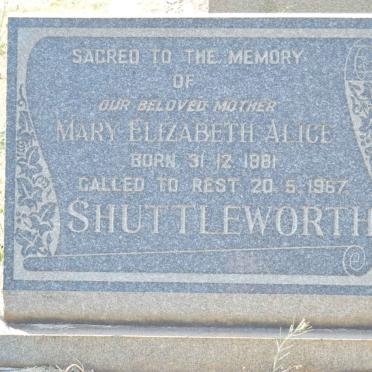 SHUTTLEWORTH Mary Elizabeth Alice 1881-1967