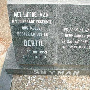 SNYMAN Bertie 1959-1991