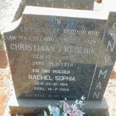 SNYMAN Christiaan Frederik 1905-1970 &amp; Rachel Sophia 1914-1994
