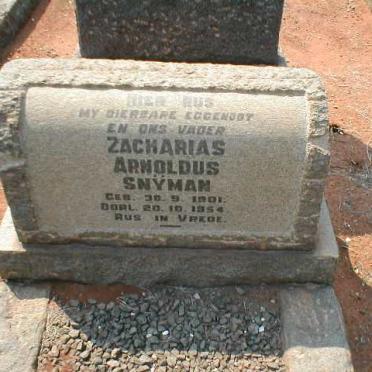 SNYMAN Zacharias Arnoldus 1901-1954