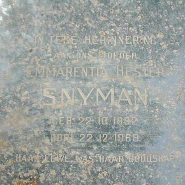 SNYMAN Emmarentia Hester 1892-1968