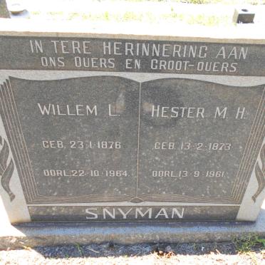 SNYMAN Willem L. 1876-1964 &amp; Hester M.H. 1873-1961