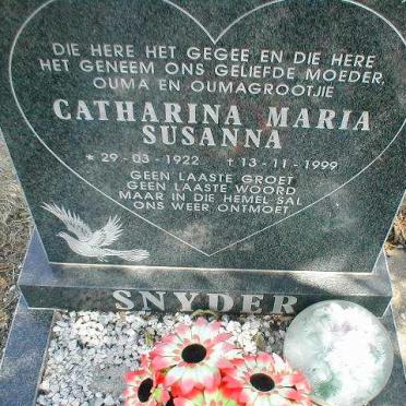 SNYDER Catharina Maria Susanna 1922-1999