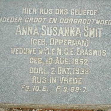 SMIT Anna Susanna voorheen ERASMUS nee OPPERMAN 1852-1938