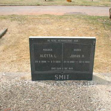 SMIT Johan H. 1882-1950 &amp; Aletta L. 1886-1972