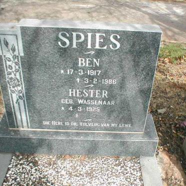 SPIES Ben 1917-1986 &amp; Hester WASSENAAR 1925-