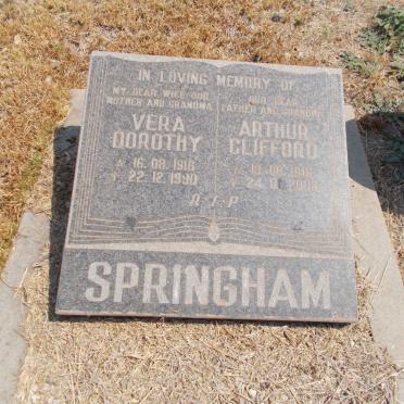 SPRINGHAM Arthur Clifford 1916-2002 &amp; Vera Dorothy 1916-1990