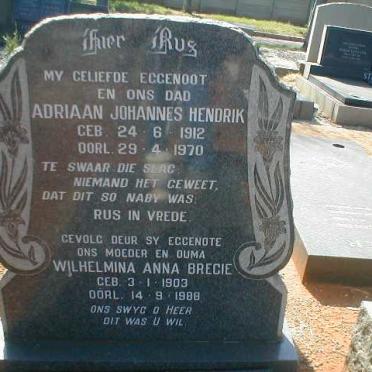 STANDER Adriaan Johannes Hendrik 1912-1970 &amp; Wilhelmina Anna Bregie 1903-1988