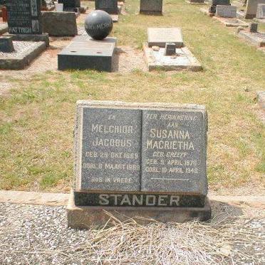 STANDER Melchior Jacobus 1869-1969 &amp; Susanna Margrietha GREEFF 1878-1948