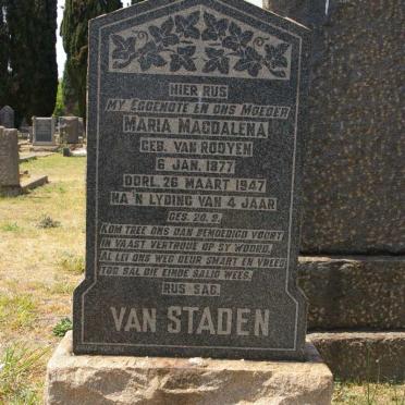STADEN Maria Magdalena, van nee VAN ROOYEN 1877-1947