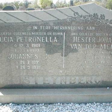 STEYNBERG Johannes J. 1895-1978 &amp; Lucia Petronella 1901-1977 :: VAN DER MERWE Hester Johanna nee STEYNBERG 1930-1976