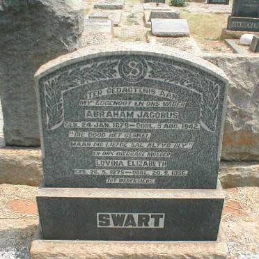SWART  Abraham Jacobus 1878-1942 &amp; Lovina Elizabeth 1875-1956