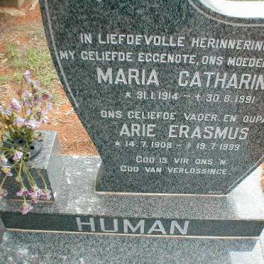HUMAN Arie Erasmus 1908-1999 &amp; Maria Catharina 1914-1991