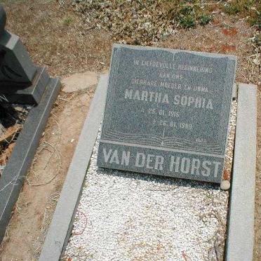 HORST Martha Sophia, van der 1915-1989