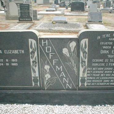HOFFMANN Dirk Eduard 1910-1965 &amp; Susanna Elizabeth 1913-1983
