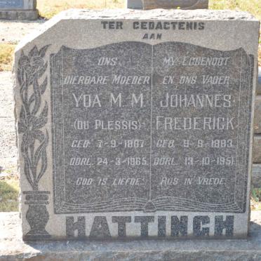 HATTINGH Johannes Frederick 1883-1951 &amp; Yda M.M. DU PLESSIS 1887-1965