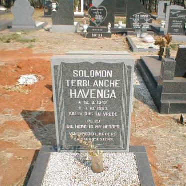 HAVENGA Solomon Terblanche 1942-1997