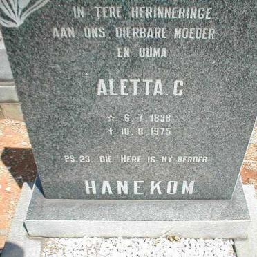 HANEKOM Aletta C. 1898-1975