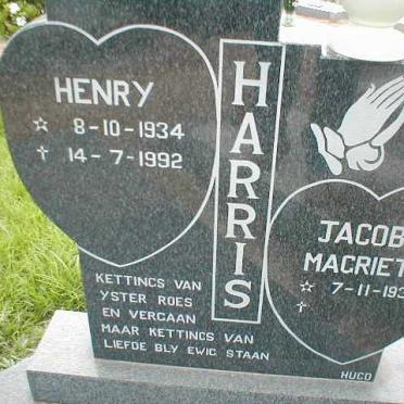 HARRIS Henry 1934-1992 &amp; Jacoba Magrieta 1939-