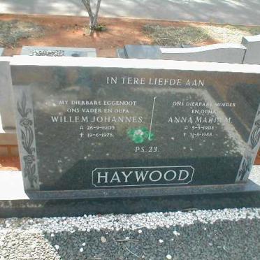 HAYWOOD Willem Johannes 1903-1978 &amp; Anna Maria M. 1908-1988