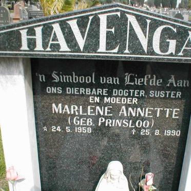 HAVENGA Marlene Annette nee PRINSLOO 1958-1990