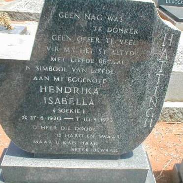 HATTINGH Hendrika Isabella 1920-1973