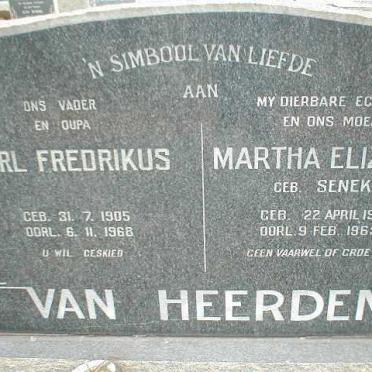 HEERDEN Carl Fredrikus, van 1905-1968 &amp; Martha Elizabet SENEKAL 1909-1965