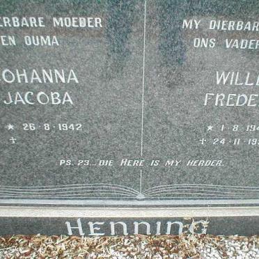HENNING Willem Frederik 1940-1990 &amp; Johanna Jacoba 1942-