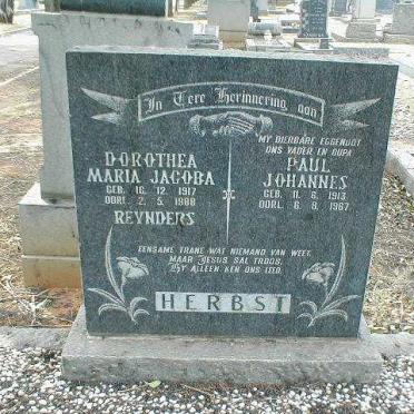 HERBST Paul Johannes 1913-1967 &amp; Dorothea Maria Jacoba REYNDERS 1917-1988