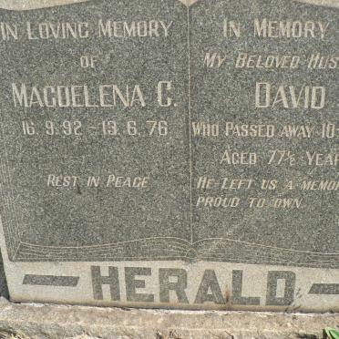 HERALD David -1952 &amp; Magdelena C. 1892-1976