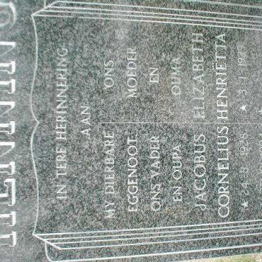 HENNING Jacobus Cornelius 1928 - 1994 &amp; Elizabeth Henriëtta 1929 -