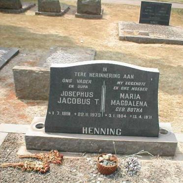 HENNING Josephus Jacobus T. 1891-1973 &amp; Maria Magdalena BOTHA 1904-1971