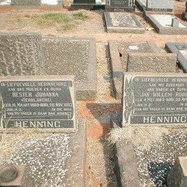 HENNING Jan Willem Rudolf 1885-1967 &amp; Hester Johanna TERBLANCHE 1889-1967
