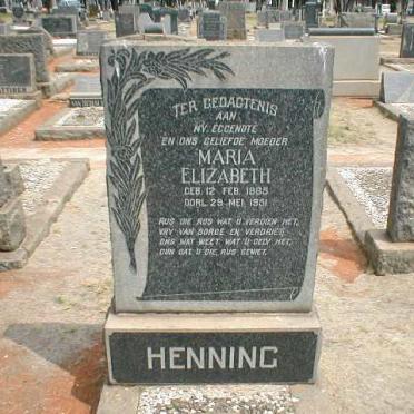 HENNING Maria Elizabeth 1885-1951