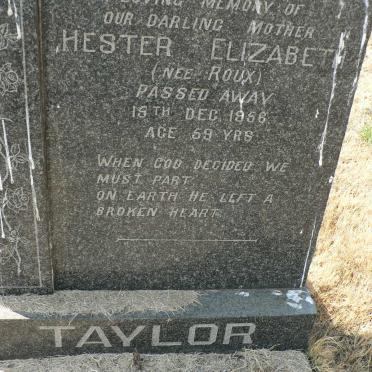 TAYLOR Hester Elizabeth nee ROUX -1956