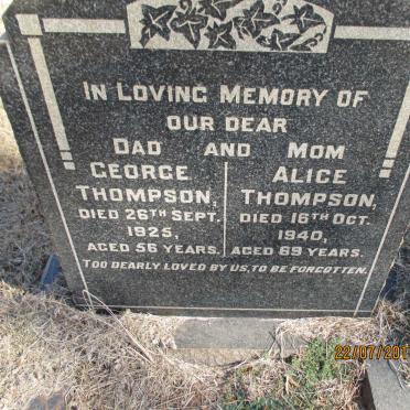 THOMPSON George -1925 &amp; Alice -1940