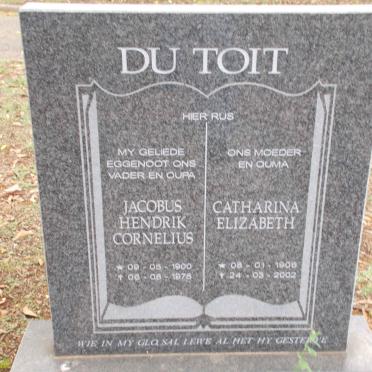 TOIT Jacobus Hendrik Cornelius, du 1900-1975 &amp; Catharina Elizabeth 1906-2002
