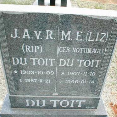 TOIT J.A.v.R., du 1903-1987 &amp; M.E. NOTHNAGEL 1907-1996