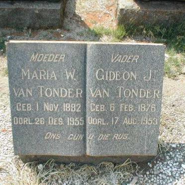 TONDER Gideon J., van 1876-1953 &amp; Maria W. 1882-1955