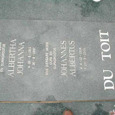 TOIT Johannes Albertus, du 1906-2000 &amp; Albertha Johanna 1911-1997
