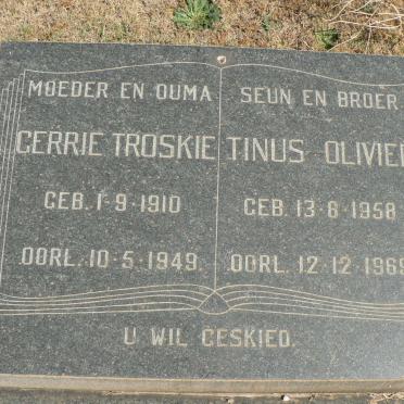 TROSKIE Gerrie 1910-1949 :: OLIVIER Sophie 1929-1998 :: OLIVIER Tinus 1958-1969