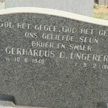 UNGERER Gerhardus D. 1946-1982