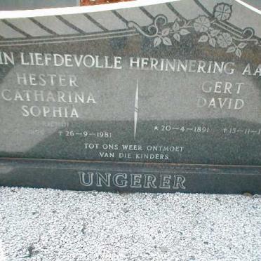 UNGERER Gert David 1891-1976 &amp; Hester Catharina Sophia FRIEND 1896-1981