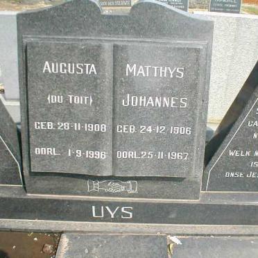 UYS Matthys Johannes 1906-1967 &amp; Augusta DU TOIT 1908-1996