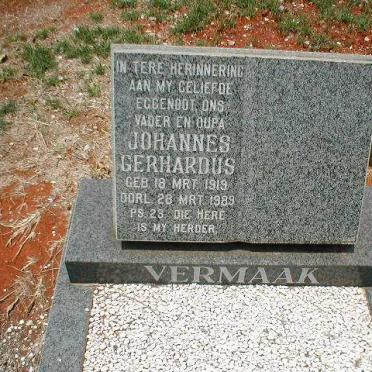 VERMAAK Johannes Gerhardus 1919-1989