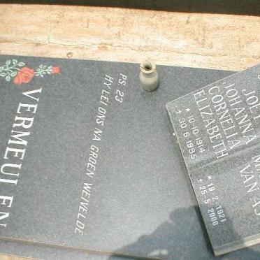 VERMEULEN Thys Mathys van As 1921-2000 &amp; Joey Johanna Cornelia Elizabeth 1914-1995