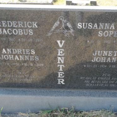 VENTER Frederick Jacobus 1897-1955 &amp; Susanna Aletha Sophia 1901-1952
