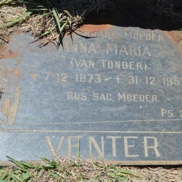 VENTER Anna Maria nee VAN TONDER 1873-1957